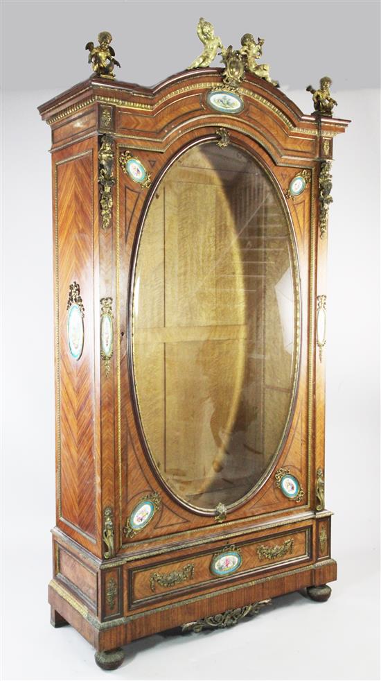 A large 19th century French Louis XVI style display cabinet, W.4ft H.7ft 9in.